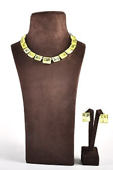 White Finish Yellow Zircon Necklace Set