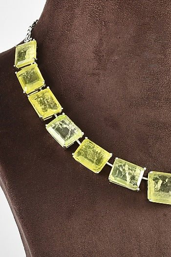 White Finish Yellow Zircon Necklace Set
