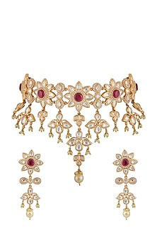 Gold Plated Kundan Polki Choker Necklace Set