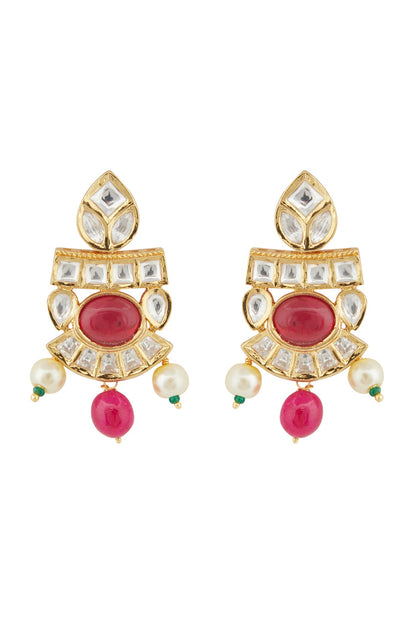 Gold Plated Kundan Polki & Navratna Necklace Set