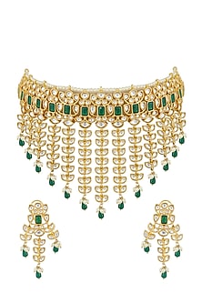 Gold Plated Kundan Polki Choker Necklace Set