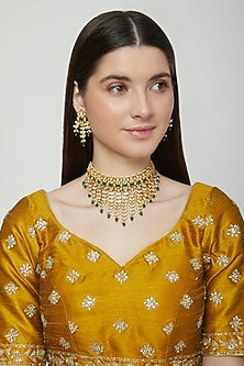 Gold Plated Kundan Polki Choker Necklace Set