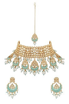 Gold Plated Kundan Polki Choker Necklace Set