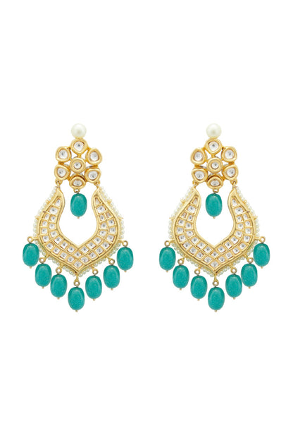 Gold Plated Kundan Polki Chandbali Earrings
