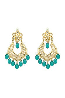 Gold Plated Kundan Polki Chandbali Earrings
