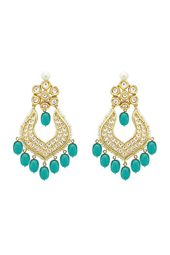 Gold Plated Kundan Polki Chandbali Earrings