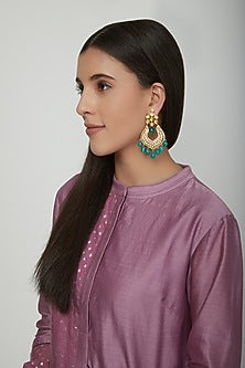 Gold Plated Kundan Polki Chandbali Earrings