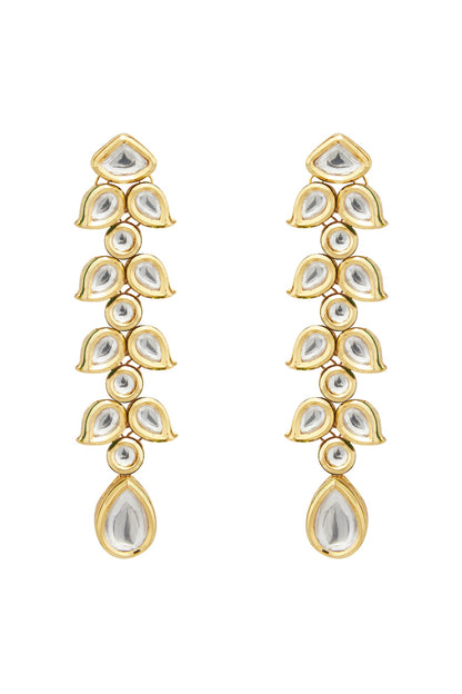Gold Plated Kundan Polki Dangler Earrings
