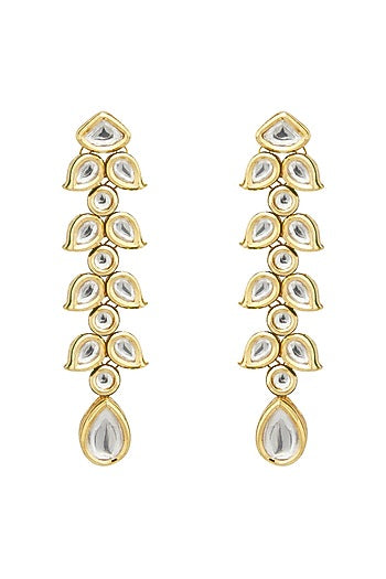 Gold Plated Kundan Polki Dangler Earrings