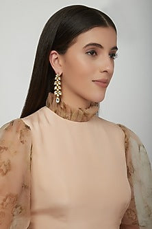 Gold Plated Kundan Polki Dangler Earrings