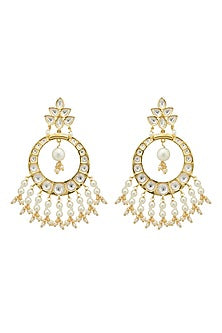 Gold Plated Kundan Polki Chandbali Earrings