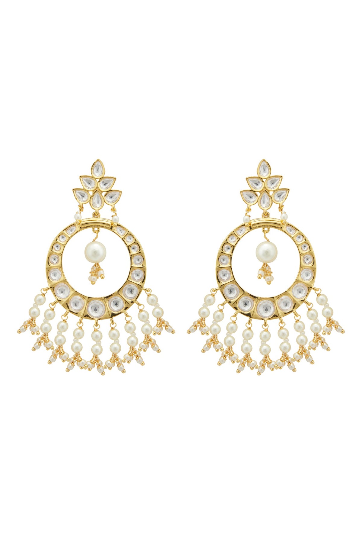 Gold Plated Kundan Polki Chandbali Earrings
