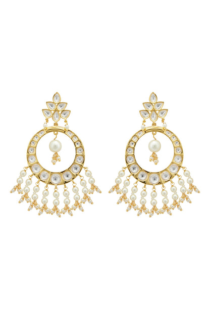 Gold Plated Kundan Polki Chandbali Earrings