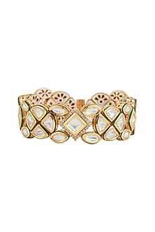 Gold Plated Kundan Polki Openable Bracelet