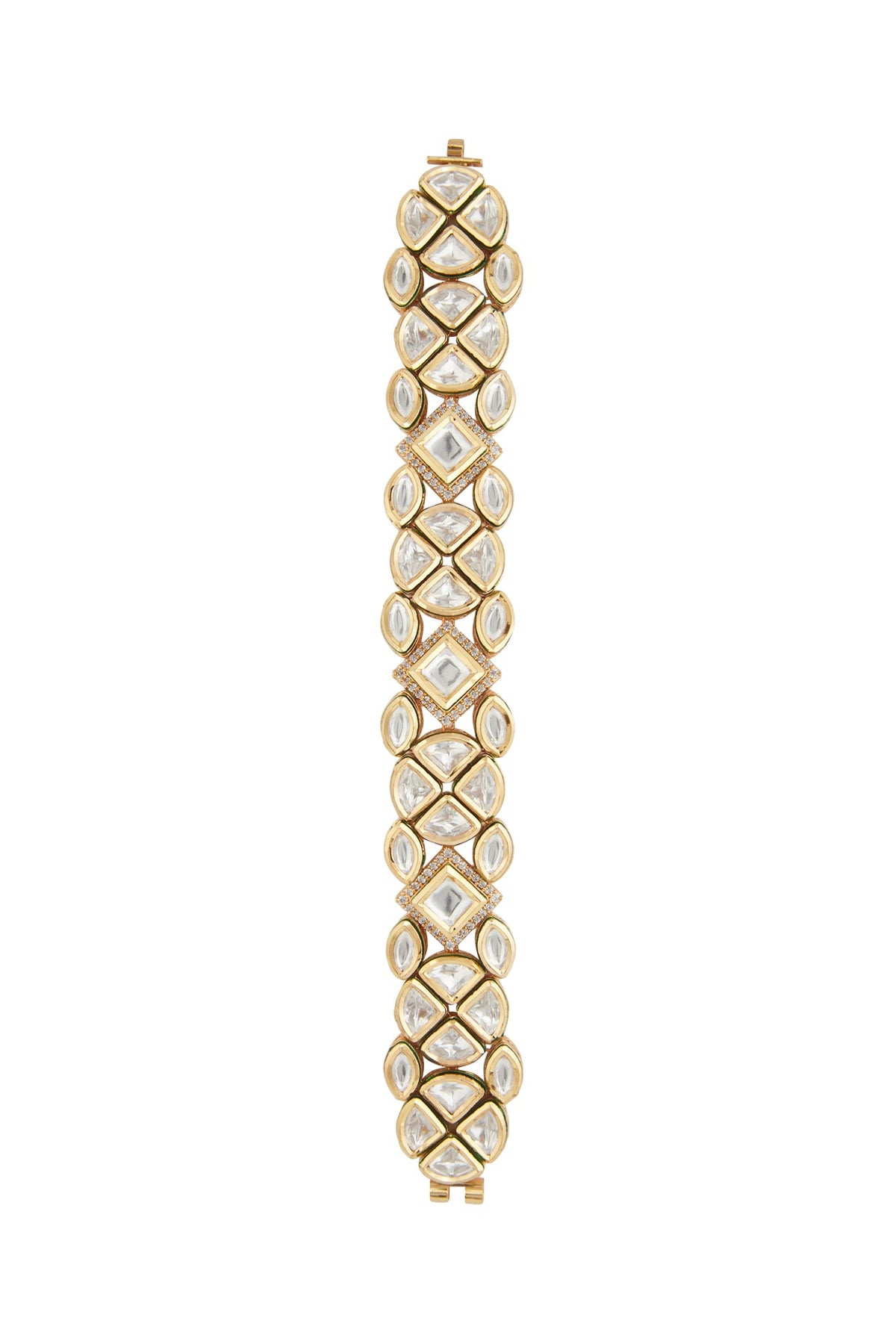 Gold Plated Kundan Polki Openable Bracelet