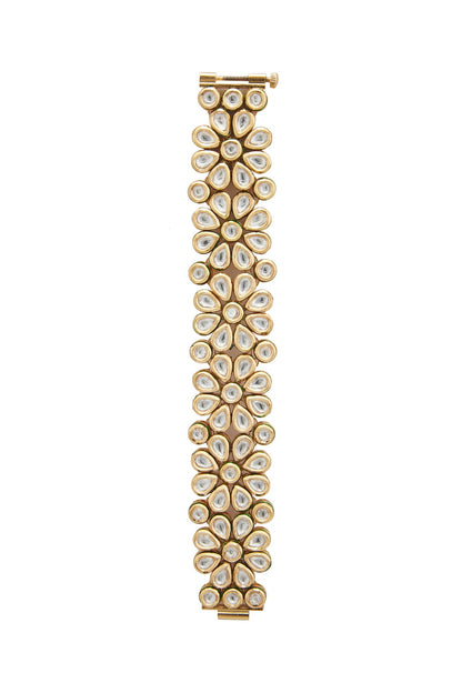 Gold Plated Kundan Polki Openable Bracelet