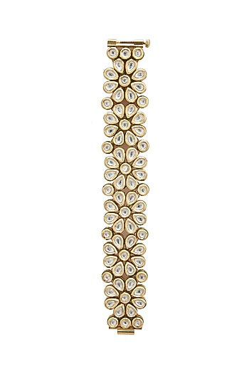 Gold Plated Kundan Polki Openable Bracelet