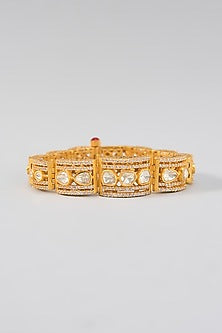 Gold Finish Moissanite Polki Kada