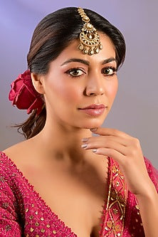 Gold Finish Moissanite Polki Maangtikka