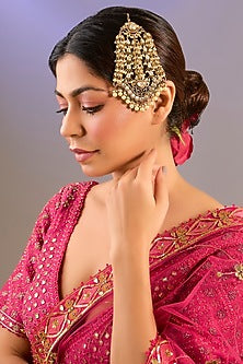 Two Tone Finish Kundan Polki & Pearl Pasa