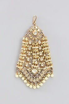 Two Tone Finish Kundan Polki & Pearl Pasa