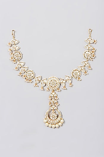 Gold Finish Kundan Polki Mathapatti