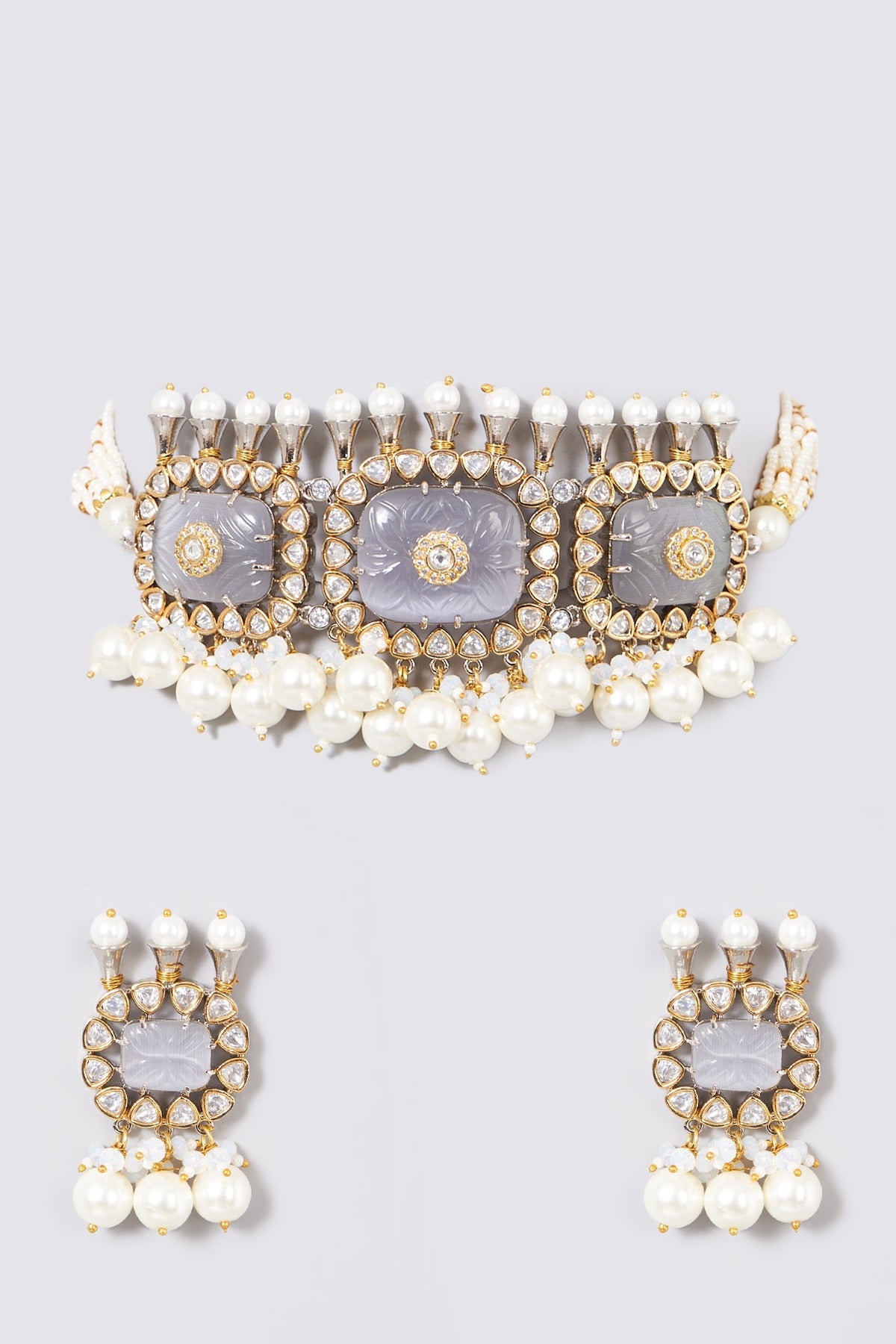 Gold Plated Kundan Polki Choker Necklace Set