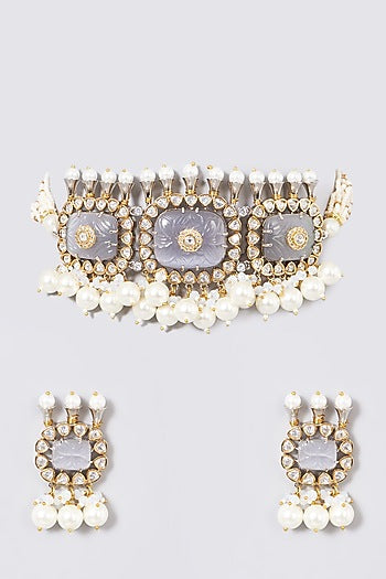 Gold Plated Kundan Polki Choker Necklace Set