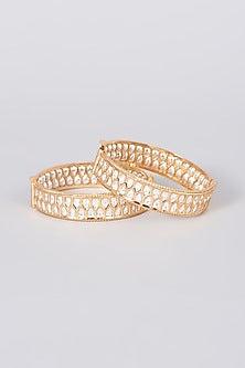 Gold Plated Kundan Polki Bangles (Set of 2)