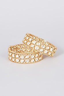 Gold Plated Kundan Polki Kadas (Set of 2)