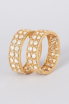 Gold Plated Kundan Polki Kadas (Set of 2)