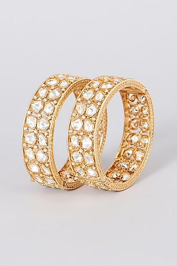 Gold Plated Kundan Polki Kadas (Set of 2)