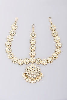 Gold Finish Kundan Polki Matha Patti