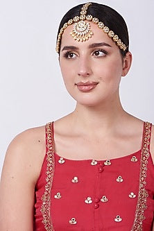 Gold Finish Kundan Polki Matha Patti