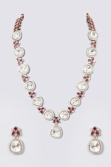 Black Rhodium Finish Kundan Polki Necklace Set
