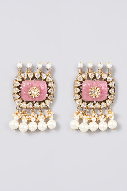 Gold Plated Kundan Polki & Pearl Choker Necklace Set