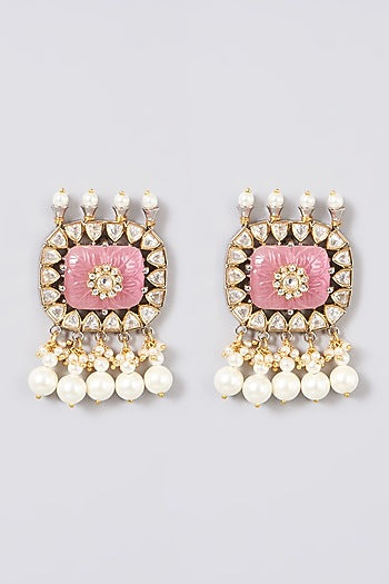 Gold Plated Kundan Polki & Pearl Choker Necklace Set