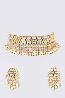 Gold Plated Kundan Polki Choker Necklace Set