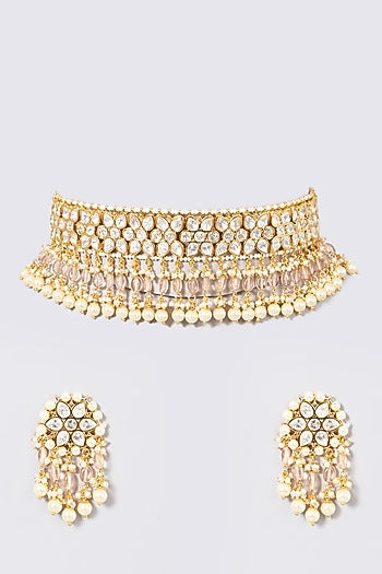 Gold Plated Kundan Polki Choker Necklace Set