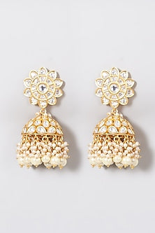 Gold Plated Kundan Polki & Pearl Drop Necklace Set