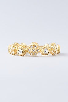 Gold Plated Kundan Polki Pacheli Kada
