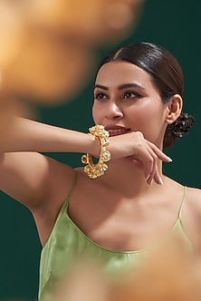Gold Plated Kundan Polki Pacheli Kada