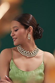 Gold Plated Kundan Polki Necklace Set