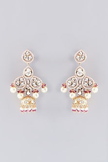 Gold Plated Kundan Polki & Pearl Necklace Set