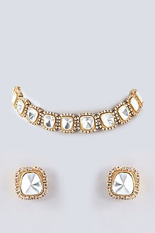 Gold Plated Kundan Polki Choker Necklace Set