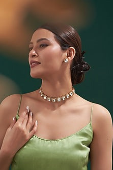 Gold Plated Kundan Polki Choker Necklace Set
