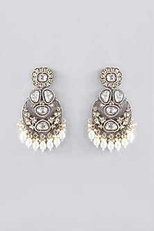 Gold Plated White Kundan Polki & Pearl Necklace Set