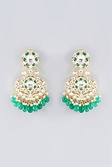 Gold Plated Emerald & Kundan Polki Choker Necklace Set
