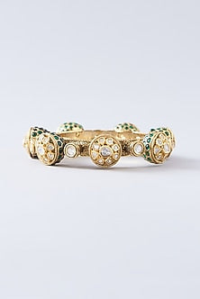 Gold Plated Green Kundan Polki Kada