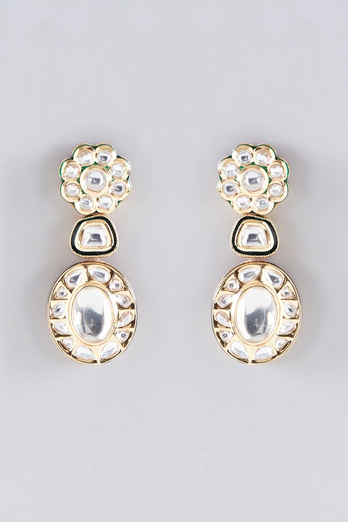 Gold Plated Kundan Polki & Pearl Necklace Set